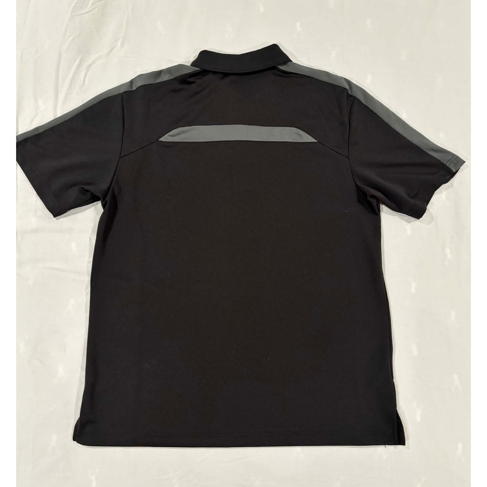 PGA Tour Mens Polo Shirt Large Black Grey Colorblock Performance Golf Mesh Top - Picture 9 of 9